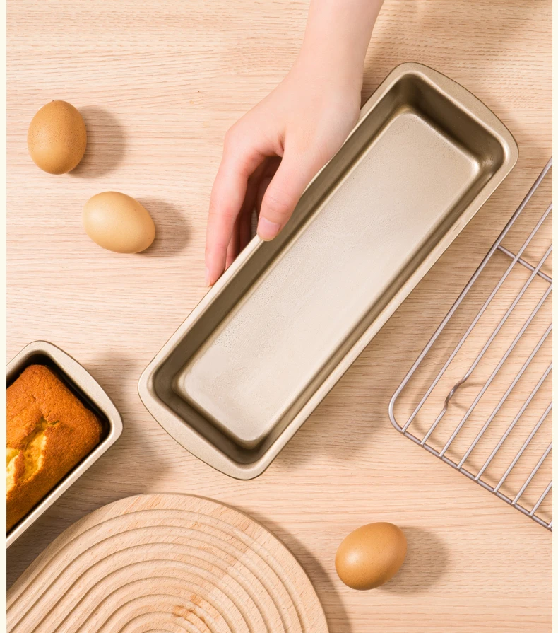 Zackoo 3Pcs Set Rectangular Bread Cake Mold Carbon Steel Non