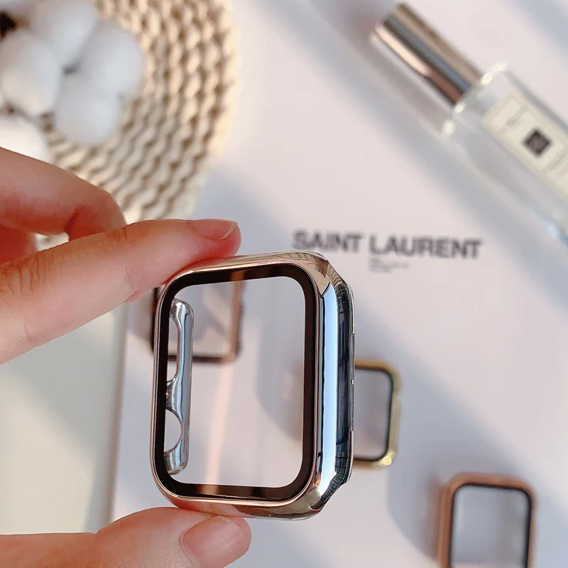 Glass + cover Apple Watch Case series 9-8 7 6 5 4 3 se 44mm 40-42-38-41mm 45mm Bumper Screen Protector apple watch Accessories watch screen protector case,watch accessories,watch screen protector,apple watch screen protector case,watch case,watch protective case,watch cover,watch protective cover,apple watch case,bumper protective case