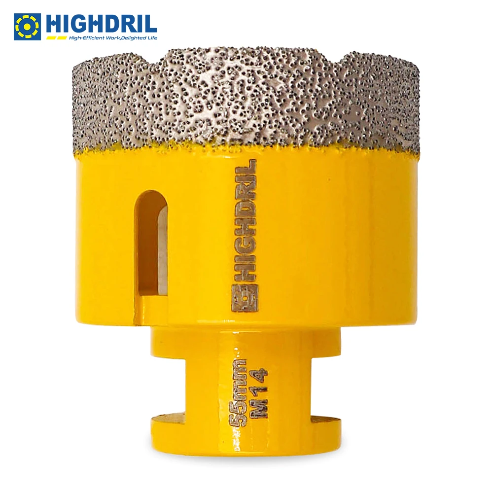 

HIGHDRIL Diamond Core Holes Drill Bits Vacuum Brazed 1pc Dia55mm For Tile Ceramic Granite Marble Hole Saw Cutters M14 Thread