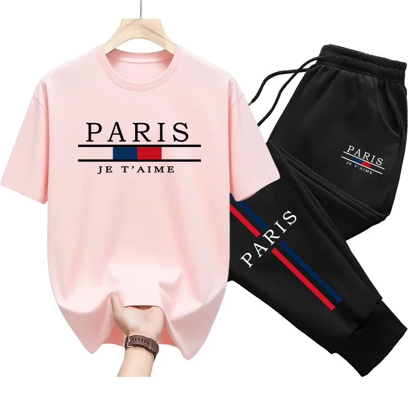 Cotton Tee and Sweatpants Set for Men Spring Summer