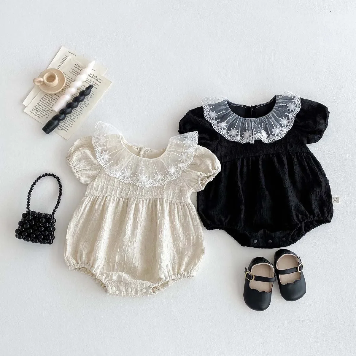 Baby Clothes Korean Style Baby Romper Short Sleeve Doll Collar