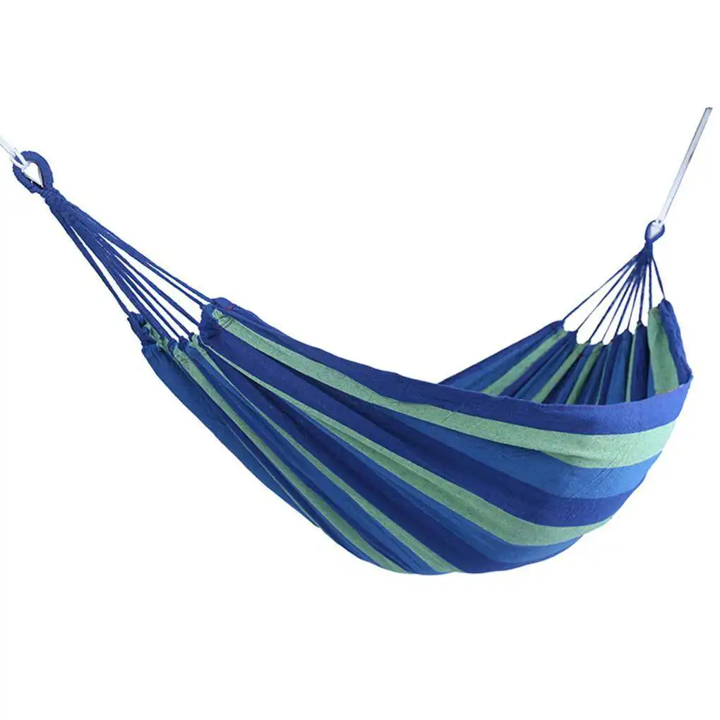 

Canvas Hammock Swing Hanging Bed Portable Color stripes Outdoor Hammock for Camping Hunting Garden Yard