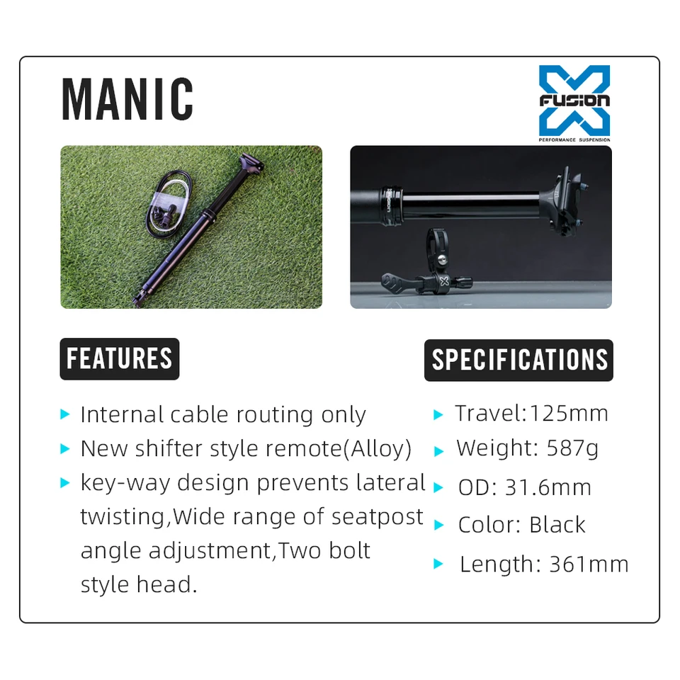 X-fusion-mtbドロッパーシートポスト、インターネルケーブルドロッパー