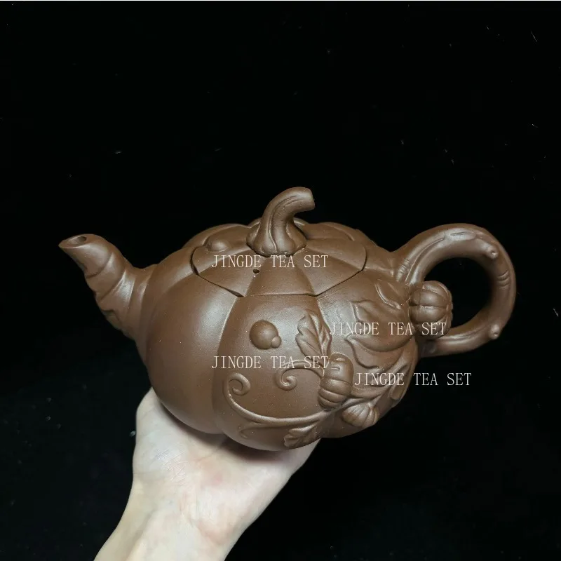 Yixing Purple Clay Teapot Large-capacity Pumpkin Pot Zhu Mud Handmade Filter Tea Maker Chinese-style Purple Sand Tea Set 780ml