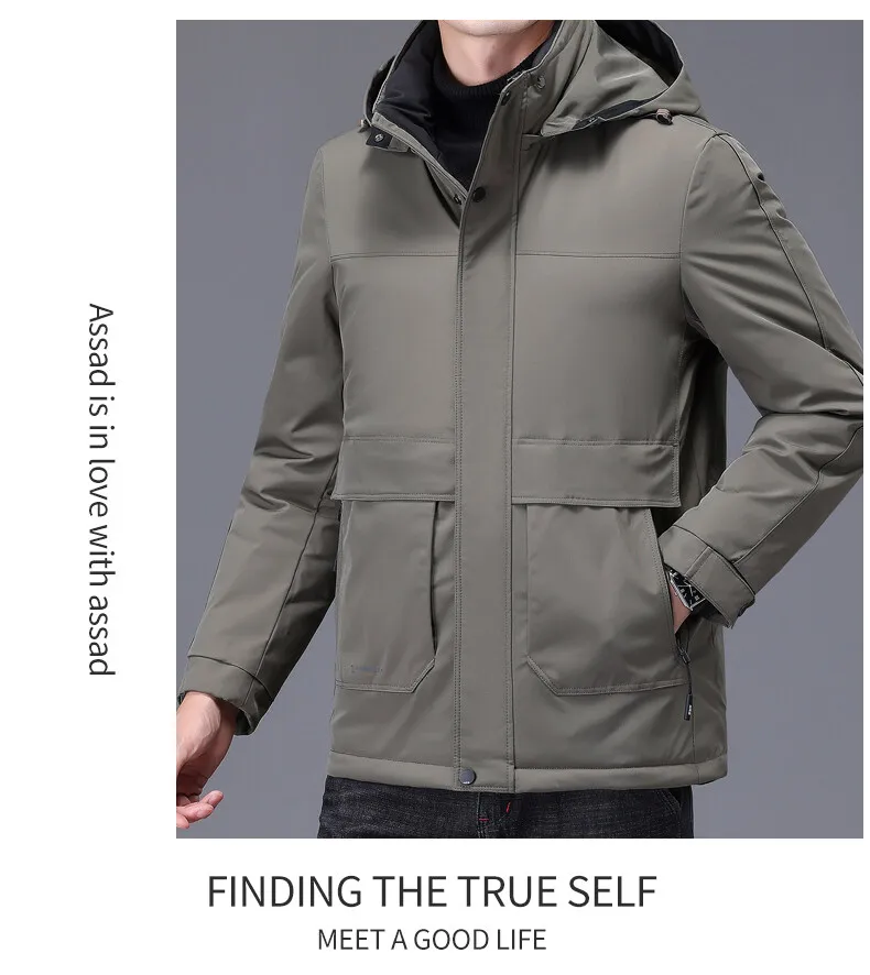 Business Casual Herren-Jacken mit Kapuze, Baumwolle, gefüttert, Winter, Outdoor, winddicht, warm, Daunenmantel, Übergröße, L-5XL, dicke Parkas-Kleidung – Detail 12