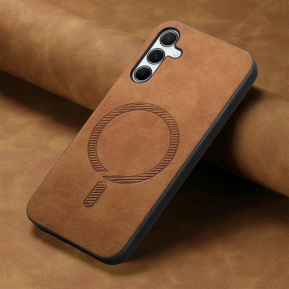 Luxury Leather Magsafe Case with Magnetic Back Cover