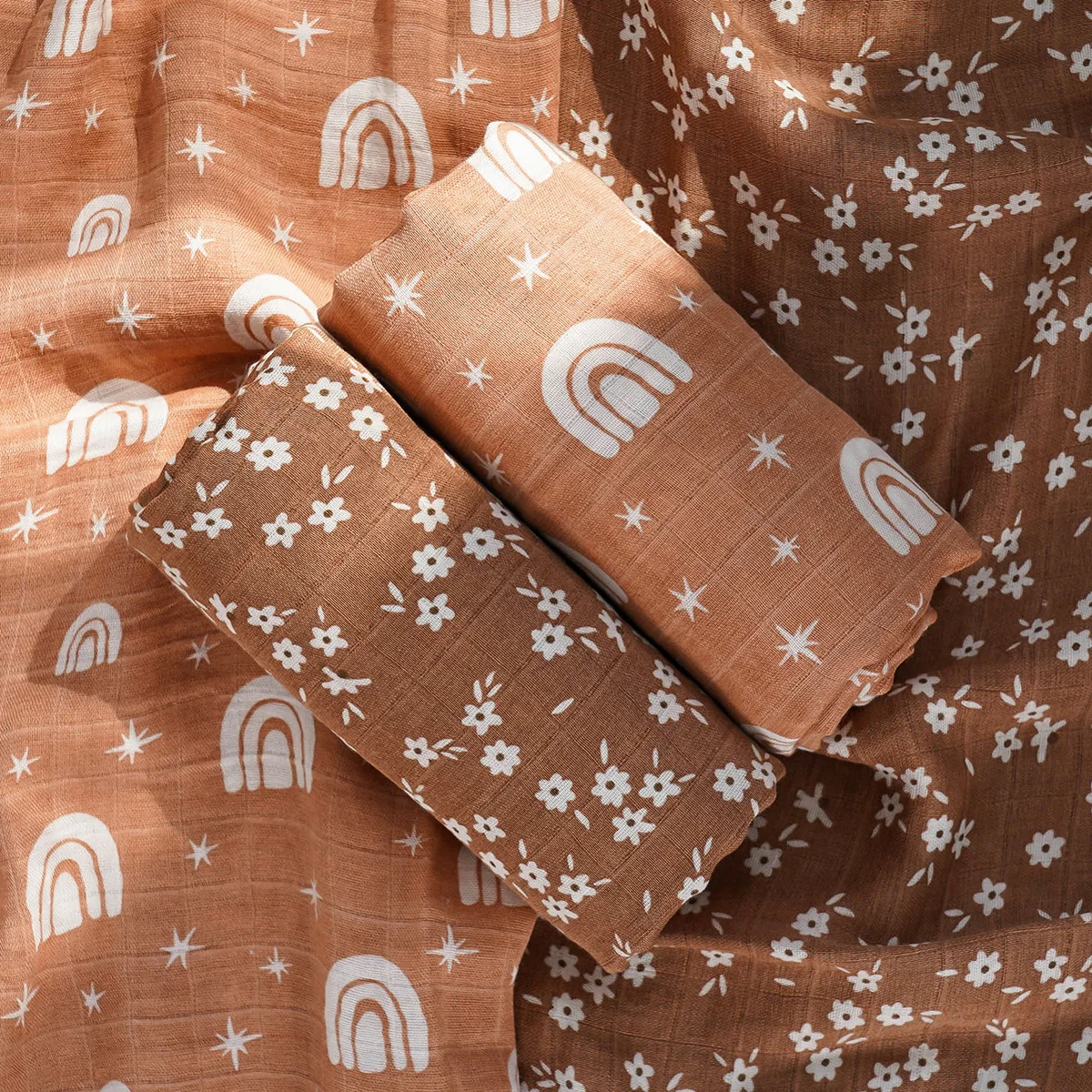 Bamboo Cotton Soft Baby Wrap Ins Baby Blanket 120*110cm Muslin Blanket 2pcs/set cotton muslin blanket cotton blanket swaddle blanket cotton swaddle cotton gauze blanket