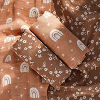 2pcs/set Bamboo Cotton Soft Baby Wrap Ins Baby Blanket 120*110cm Muslin Blanket 1