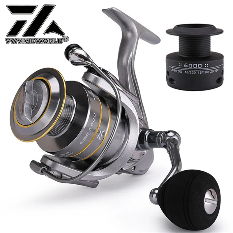 VWVIVIDWORLD High Quality Double Spool Fishing Reel 5.1:1 4.7:1 Gear Ratio Spinning Reel Carp Fishing Casting Reel For Saltwater