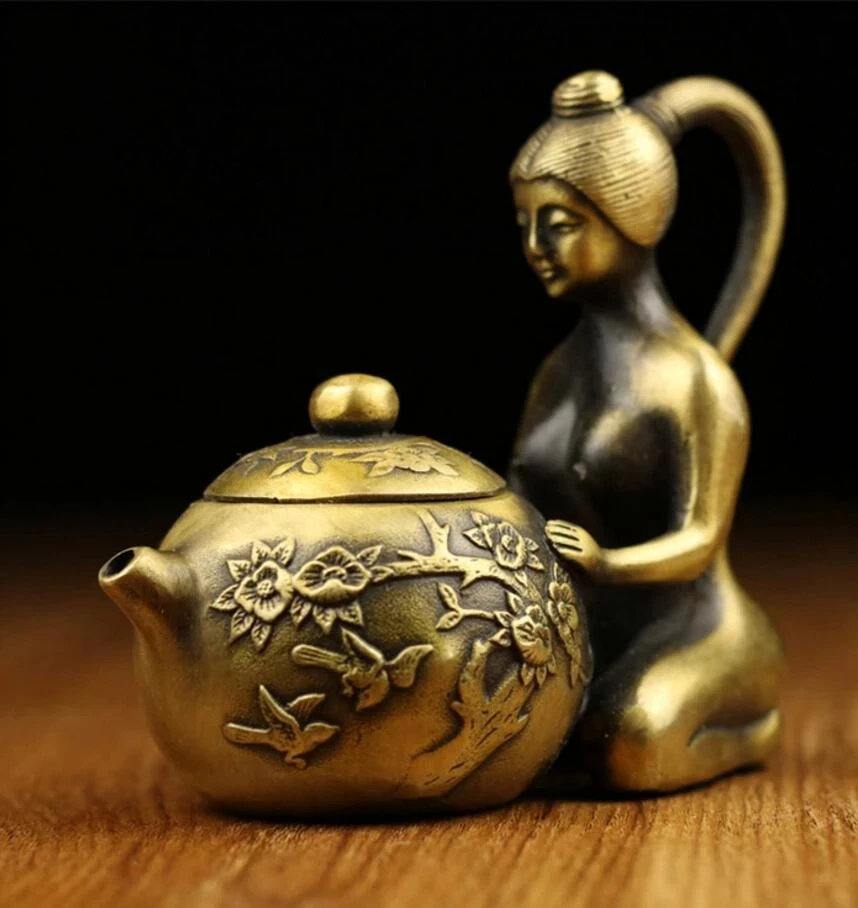 

Медный горшок Xishi из чистой меди, античный медный горшок, украшение для красоты