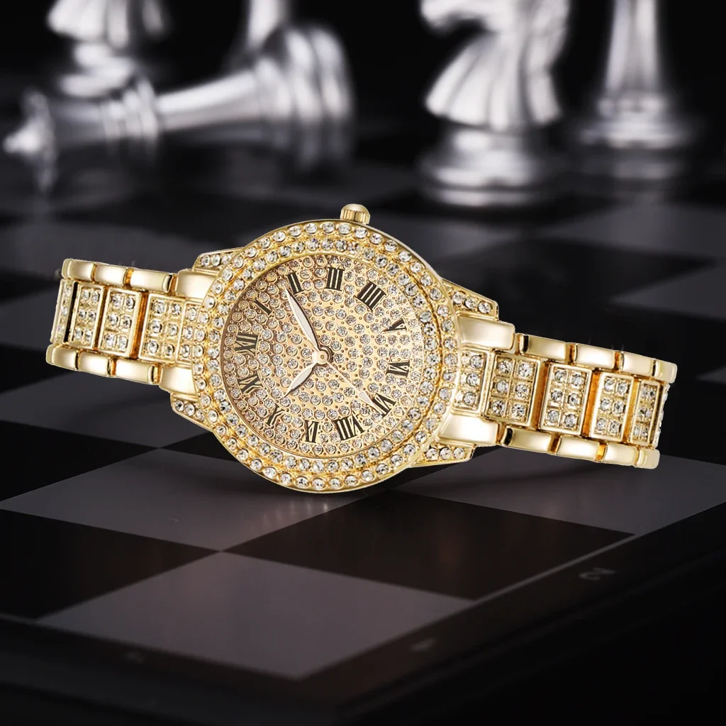 Diamond Women Watches Gold Watch Ladies Wrist Watches Luxury Brand Rhinestone Women's Bracelet