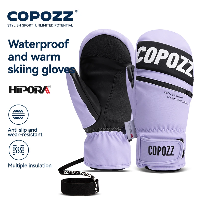 COPOZZ Upgrade Thicken Ski Gloves Winter Men Women 3M Thinsulate Thermal Snowboard Gloves Waterproof Warm Mittens Ski Gloves 4