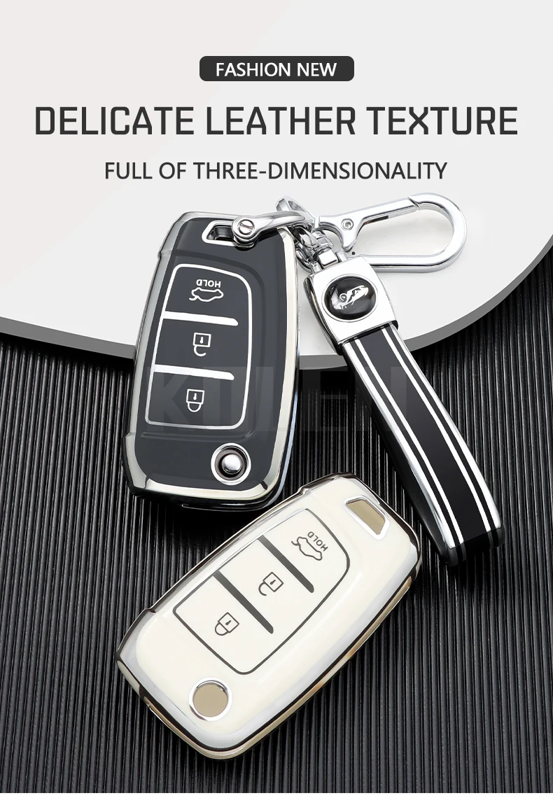 Nuovo TPU Car Flip Key Case Cover Shell per Hyundai Elantra Solaris I30 I35 I40 IX35 Sonata Santa Fe Tucson Verna Celesta Accent - Sfb52162357394af9b923e67271b06ce1D