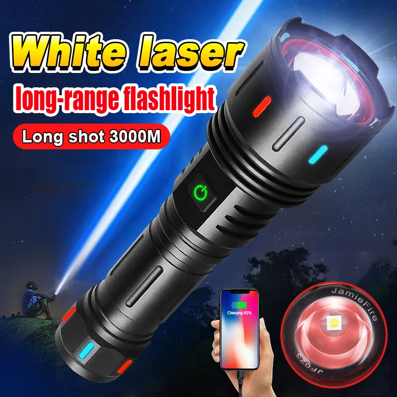 Nouvelle lampe de poche Super puissante Laser blanc 6800000LM lampe torche  Rechargeable XHP90 lanterne tactique lampe de poche LED haute puissance -  AliExpress