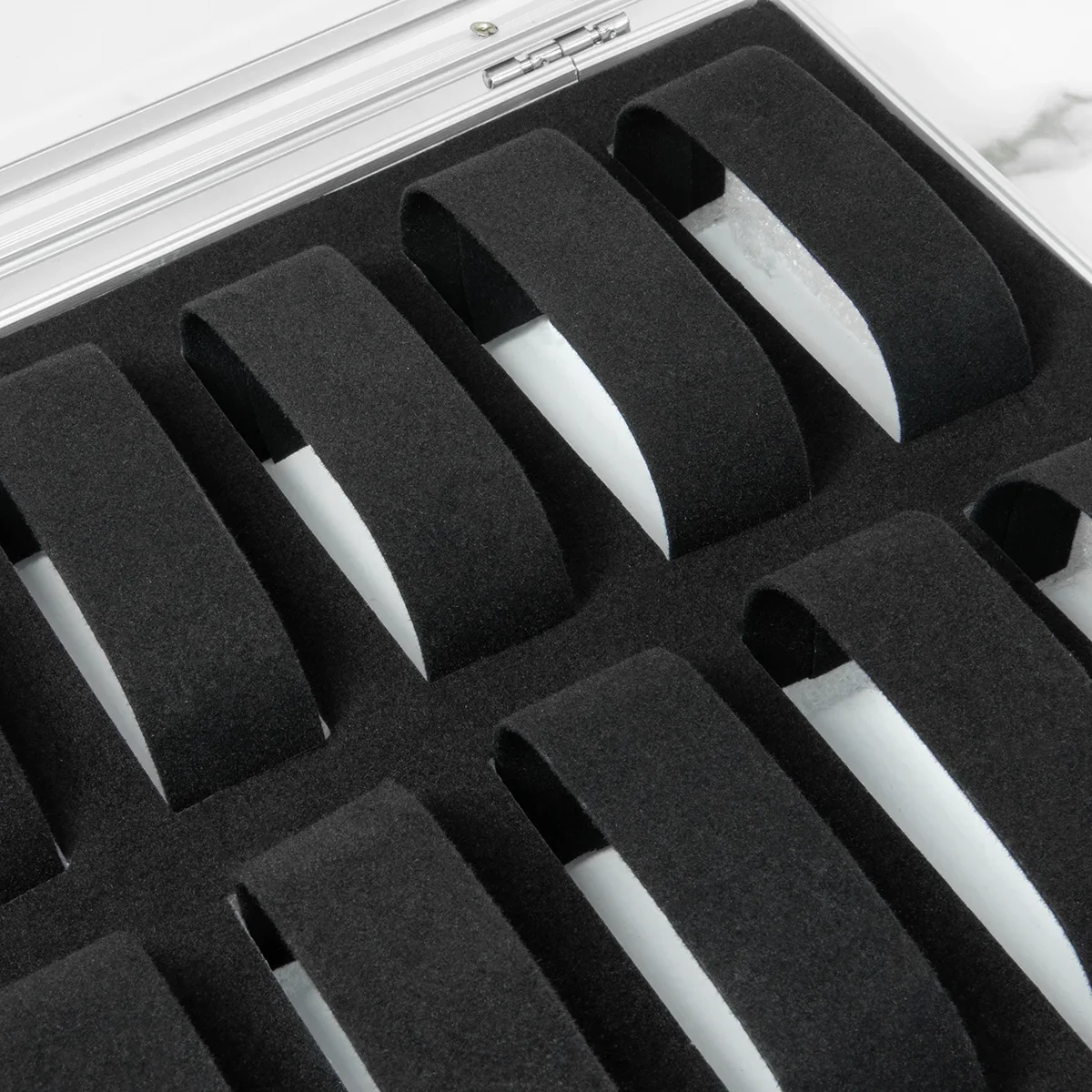 Watch Storage Box Useful Aluminium Watches Box 12 Grid Slots Jewelry Watches Display Storage Square Case Suede Inside Rectangle Holder