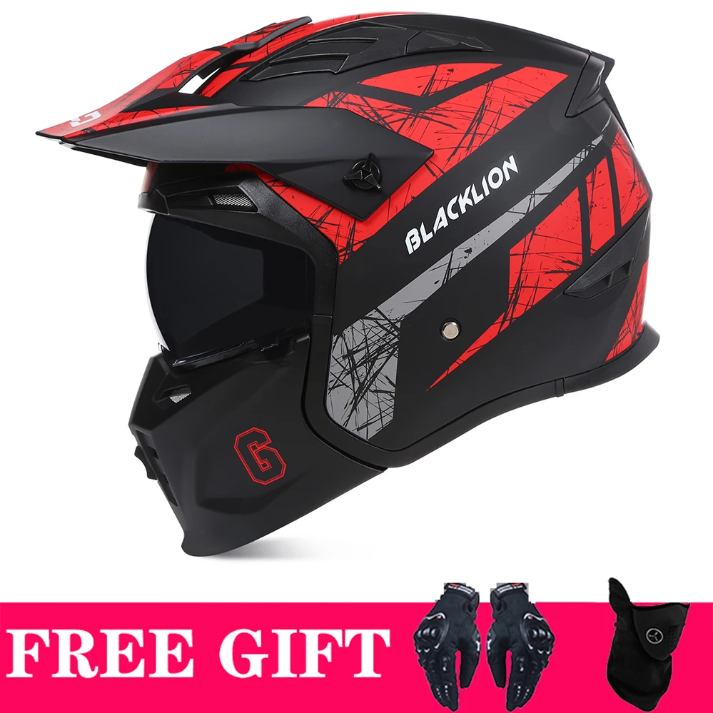 Woljay vintage Casco Moto motocicletta Occhiali Vecchio Stile mezzo casco per scooter Cruiser (Cromo