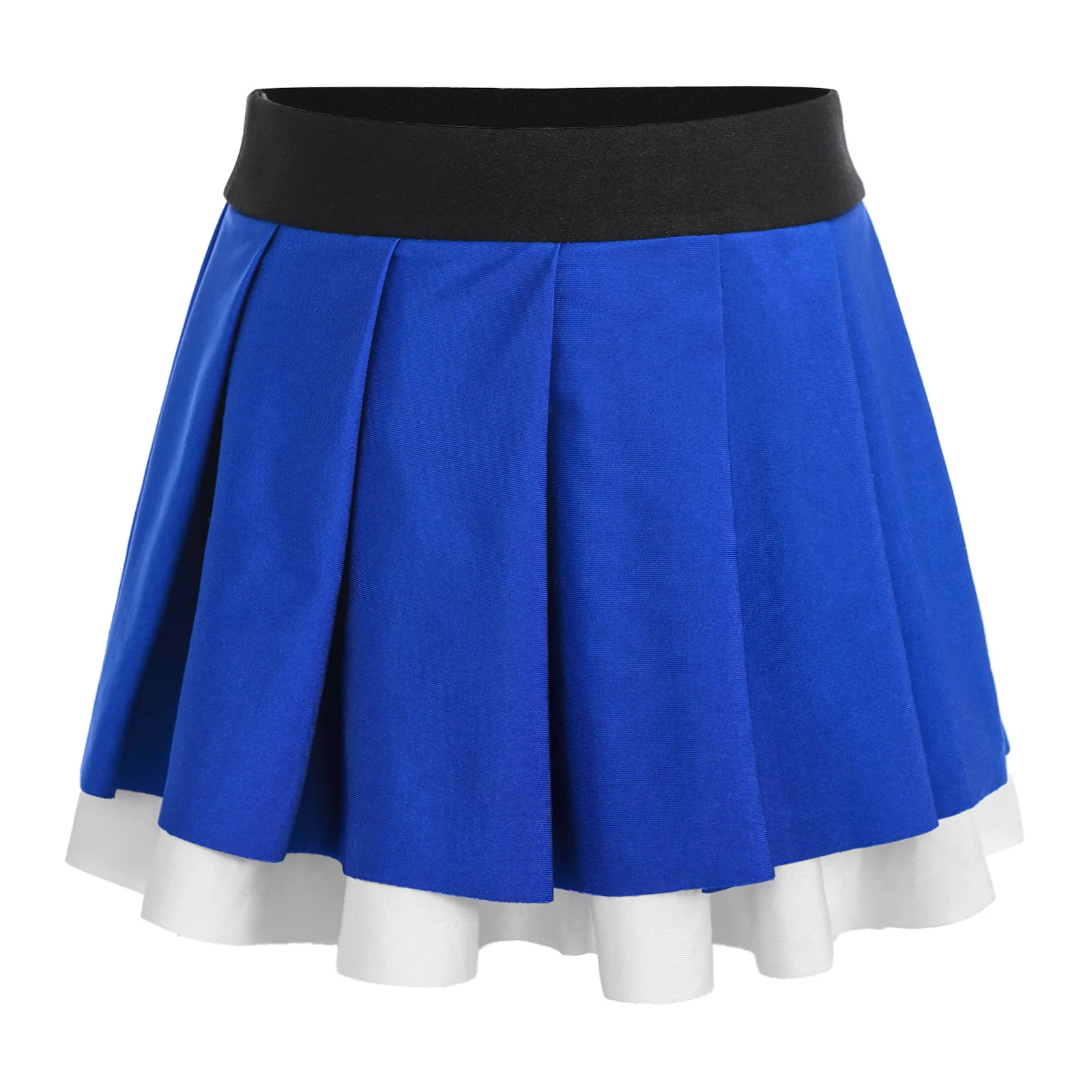 

Kids Girls Schoolgirls Uniform Skirts Contrast Color Elastic Waistband Two Layers Pleated Skirt Cheerleading Dance Performance