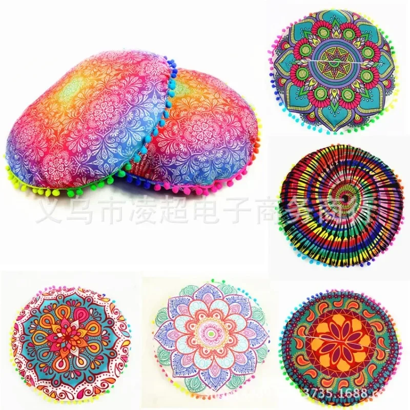 Ethnic Style Round Mandala Pattern Pillowcase Bohemian Cushion Cover Boho Floor Cushion Pillow Case Home Decoration 43x43cm 2