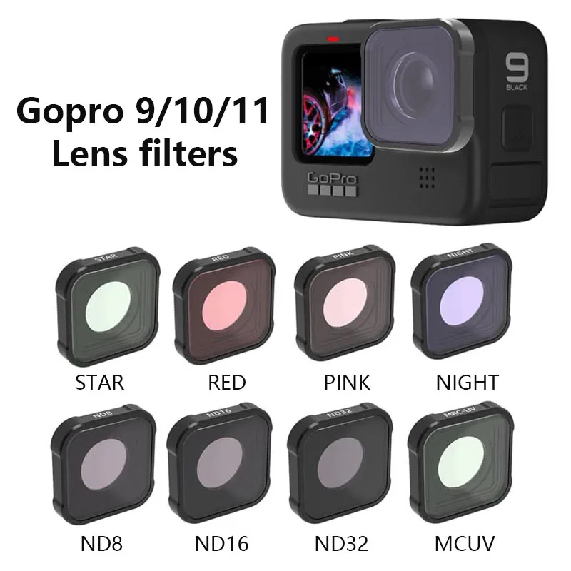 

Gopro Hero 9 10 11 набор фильтров для объектива UV CPL ND 8 16 32 64 ночное погружение звезда микро 15X окуляр камера защита объектива аксессуары