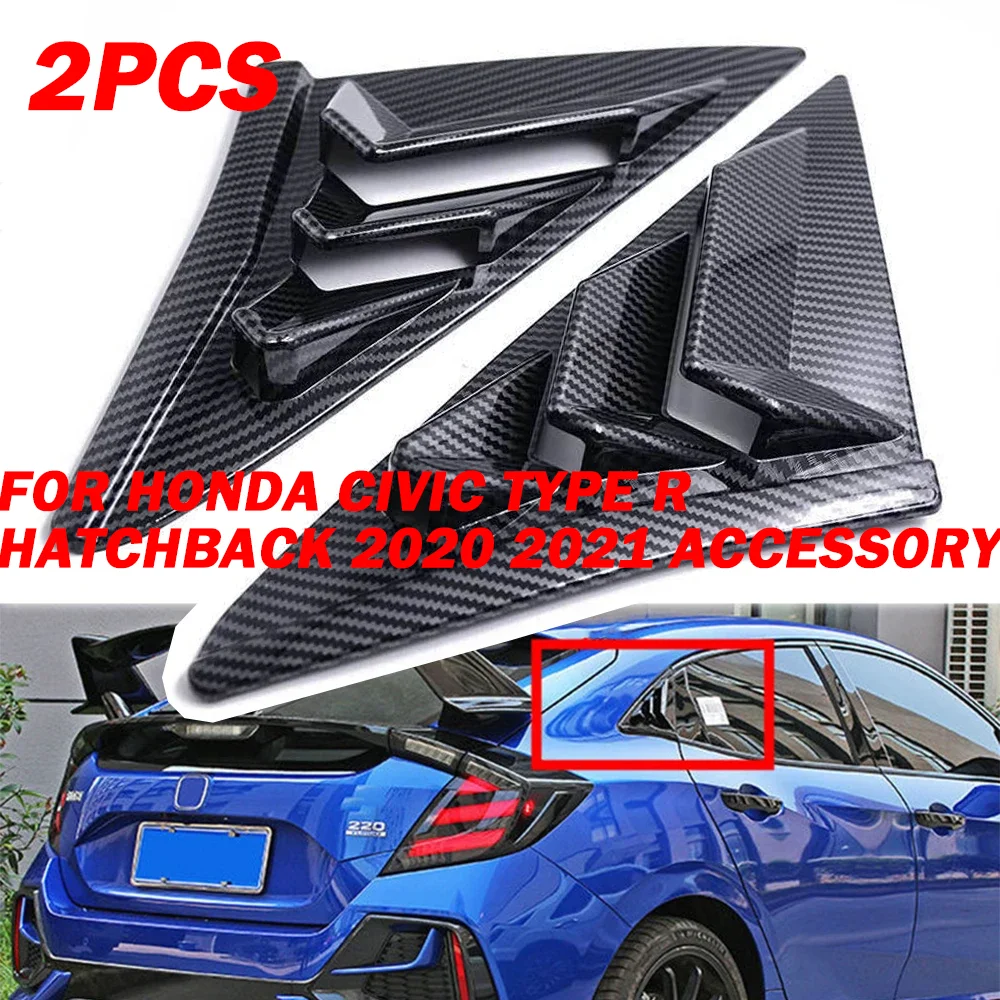 

Для Honda Civic Тип R хэтчбек 2020 2021 аксессуар задняя панель окно боковые жалюзи черное углеродное волокно дефлектор наклейка крышка