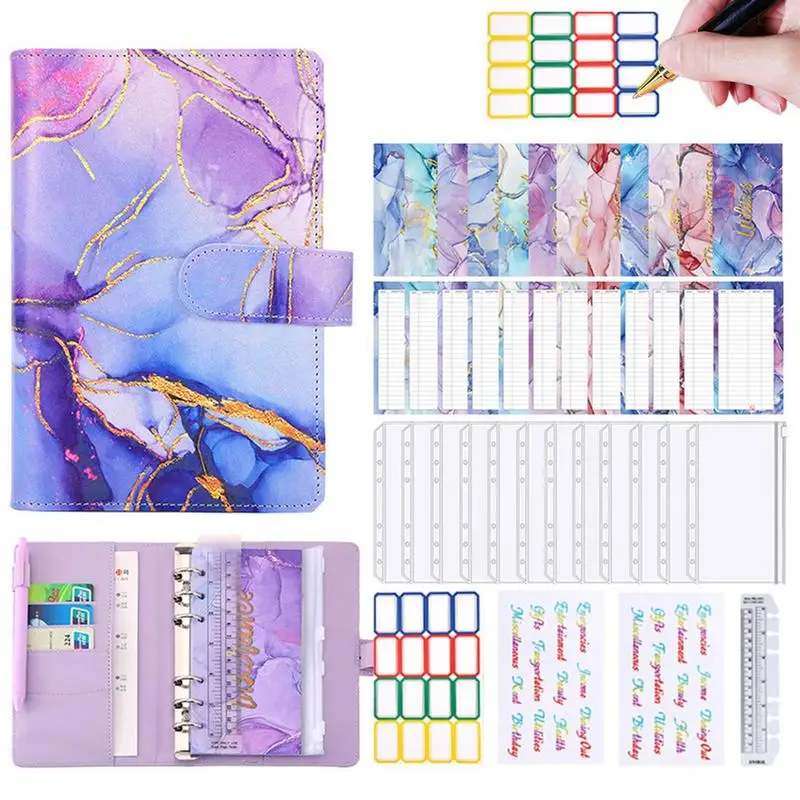 

Budget Binder With Zipper Envelopes A6 Cash Envelope Binder Money Book Organizer Colored Cash Stuffing Binder With Multiple