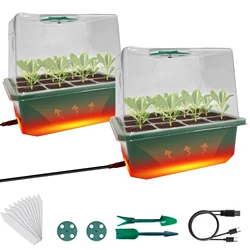 Deluxe Heated Seed Starter Kit with Humidity - Control Domes (Green)
