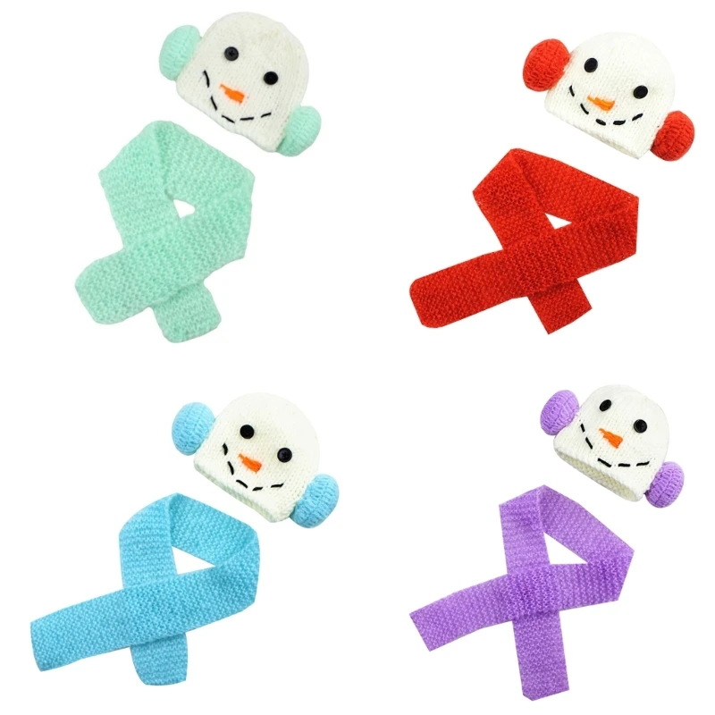 

Newborn Snowman Photography Prop Set Baby Hat with Scarf for Boys Girls 2pcs/set