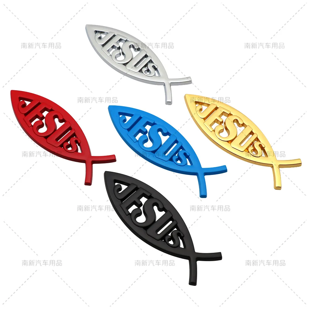 자동차 스타일링 3D 금속 기독교 예수 물고기 기호 로고 데칼 범용 자동차 바디 윈도우 트럭 엠블럼 배지 장식 스티커