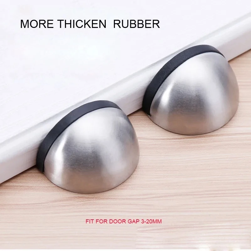 Stainless Steel Door Stopper Dual Catch No Punching Door Bumper Wedge Wall Floor Stopper