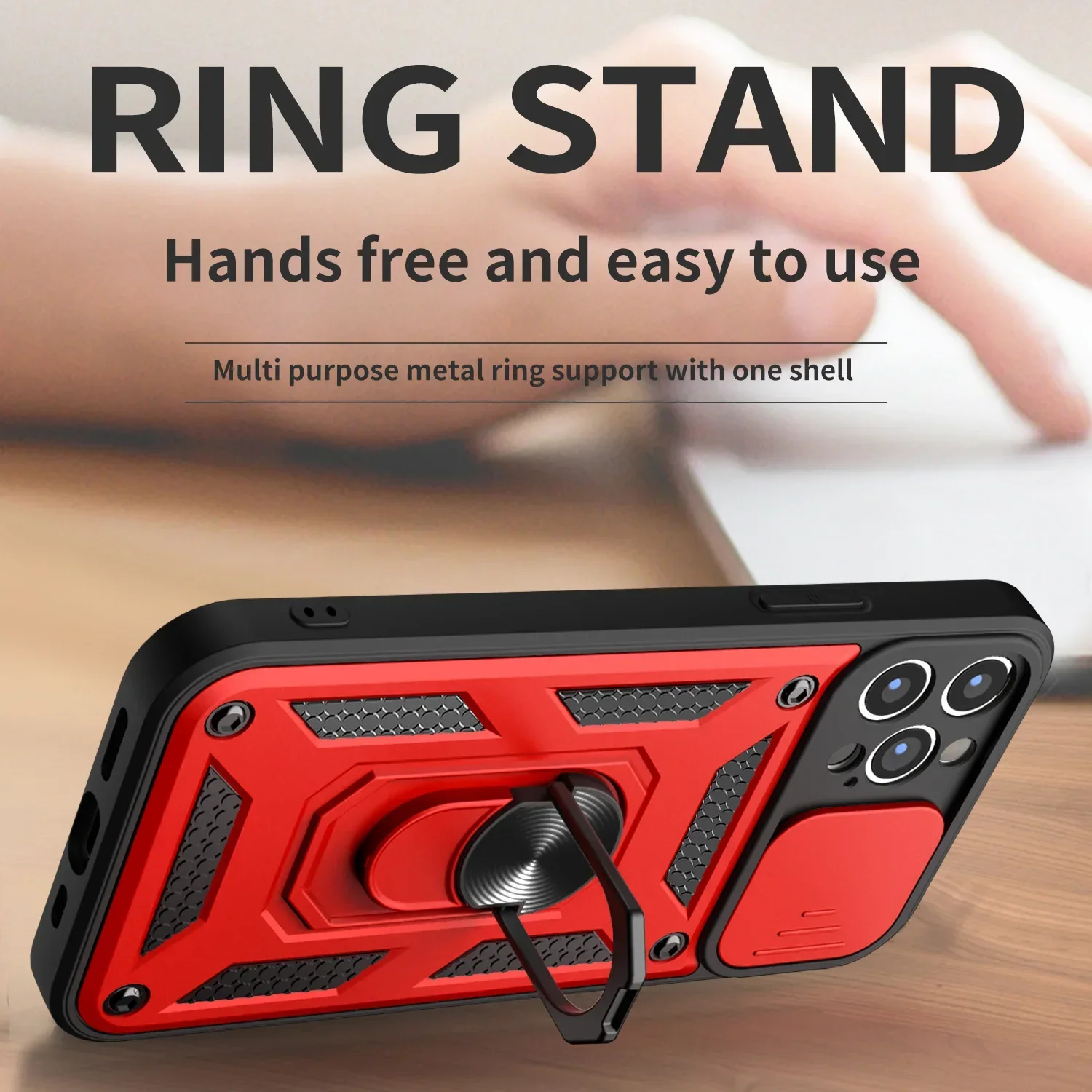 Military Grade Slide Camera Lens Protector Armor Case with Ring Cover
