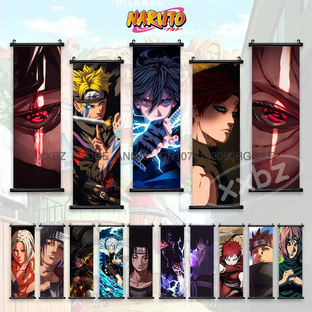Naruto Scroll Picture Wall Art Obito Hanging Painting Sasuke Uchiha Canvas Kakashi Anime Poster Home Decor Cartoon For Kids Room