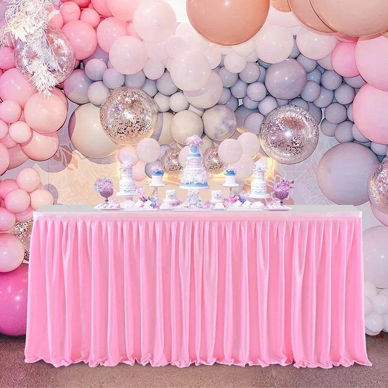 Polyester Pleated Table Skirt 6FT/9FT for Wedding Banquet Birthday Party table cover,table skirt