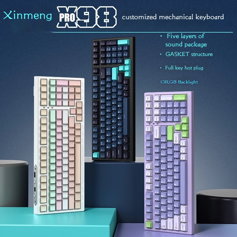 

Xinmeng X98pro Mechanical Keyboard 2.4g Wireless Bluetooth Tri-mode Wired Hot-swappable Rgbttc Gaming Office Keyboard Gift