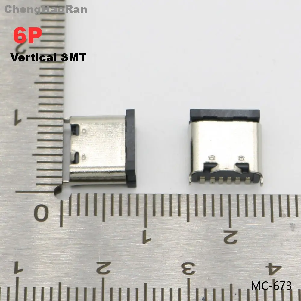 5 Stück 6-poliger vertikaler SMT-Buchsenstecker USB Typ C 3.1 Buchse SMD für PCB-Design DIY Hochstrom-Ladung 6P – Detail 3
