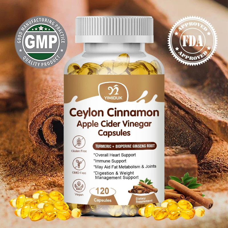 

Ceylon Cinnamon Capsules with Apple Cider Vinegar Antioxidant Helps Reduce Joint Pain, Glucose Metabolism, Blood Sugar Levels