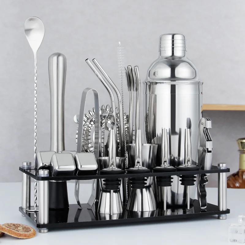 

Boston Cocktail Shaker Set 20-25Pcs 750ml 600ml Bar Tools Wine Mixer Bartender Tool Kit with Holder
