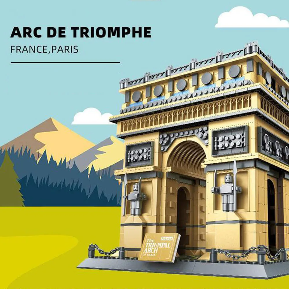 

Modern Famous Landmark Architecture Assemble Model Block France Paris Arc De Triomphe Building Brick Educational Toys For Gifts