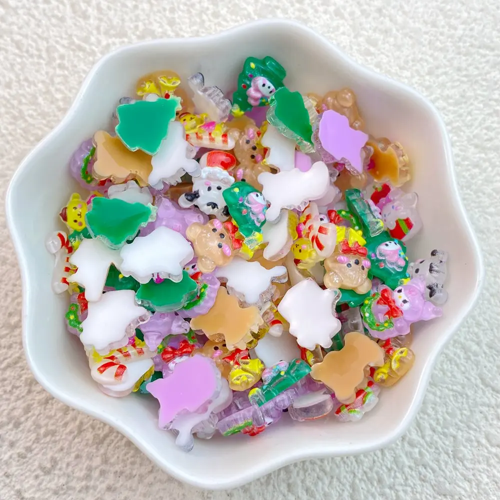 Cute Resin Mini Cartoon Animal Christmas Series Flat Back Manicure Parts Embellishments Hair Bows 50Pcs resin nail art crafts cartoon animals nail art accessories cartoon animal nail art crafts resin embellishments