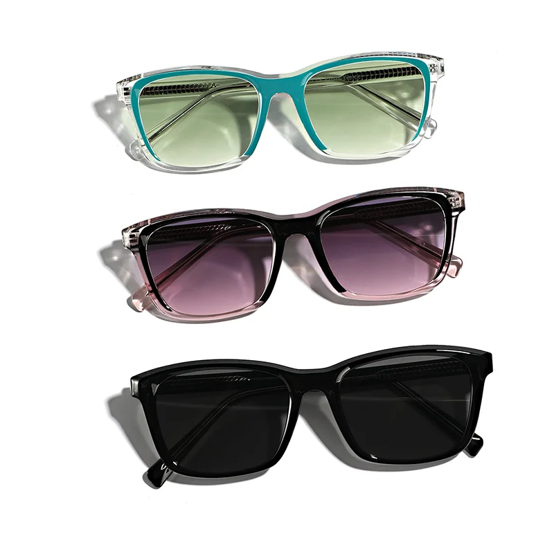

Square Sunglasses TR90 Fashion Green Sun Shades Transparent Outdoor Travel Color Lens Decorative UV Protection Car Drive Glasses