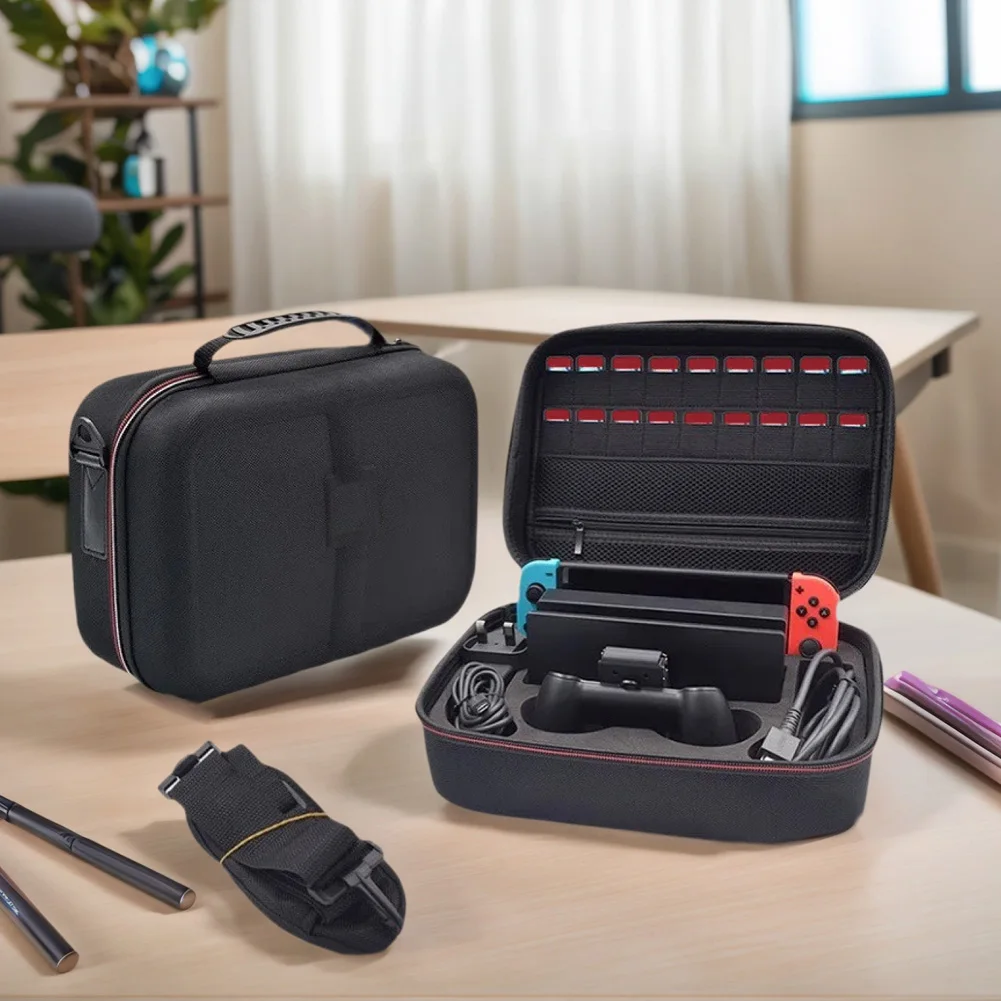 For Switch 2 Game Console Travel Case with 18 Card Slots Large Console Carrying Case Storage Bag with Shoulder Strap for Switch2