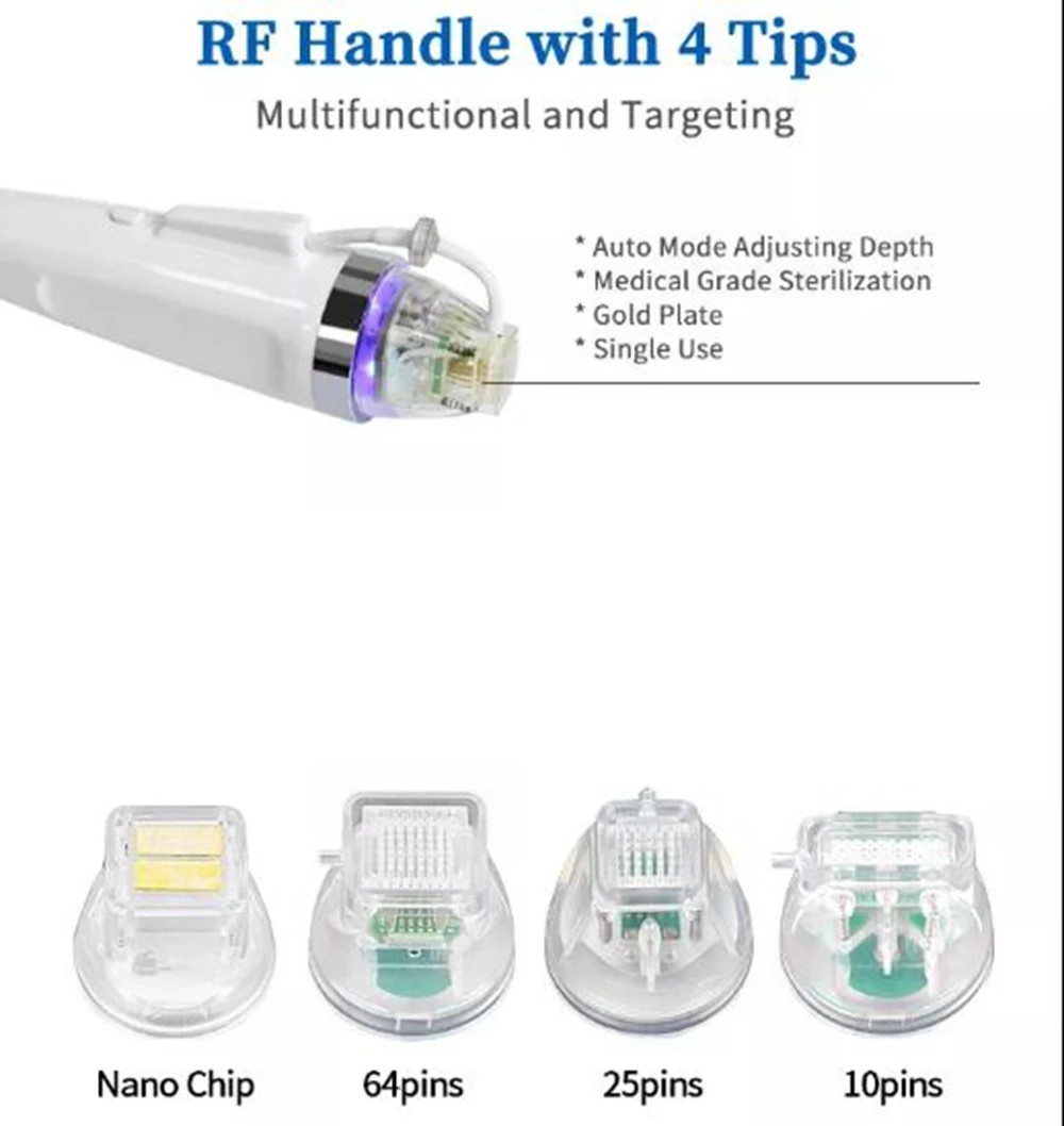 Disposable Rf Microneedling Cartridge Gold Plated 10/25/64 Pins Nano