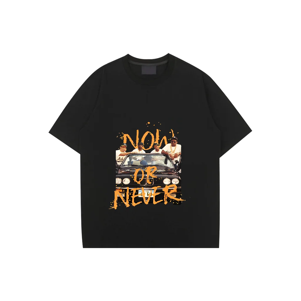 

Cotton Fashion Gang Printed Hip Hop West Men's T Shirt Round Neck Loose Tops Breathable Comfortable Casual Oversized Clothing