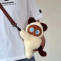 Sacs à dos chat noir, poupée chaton à grands yeux, peluche Kawaii, animaux en peluche, sac à bandoulière grande capacité, jouet doux, sac à bandoulière à la mode 4