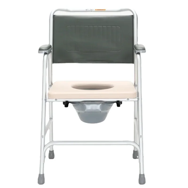 Aluminum Alloy Frame Elderly Toilet Chair, Dual-Purpose Commode and Bath Chair, Non-Slip Rubber Foot Mat, Portable Seat 6