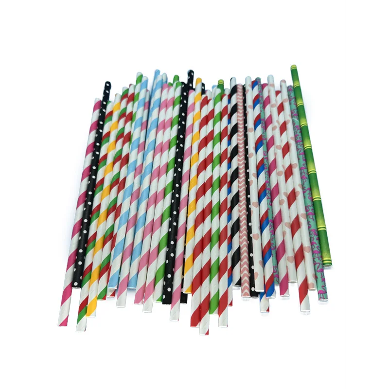 6*350mm Paper Straws 300pcs Mxed Colorful Cotton Swabs Food Decoration Dessert Drink Paper Straws for Dessert Coffee Restaurant
