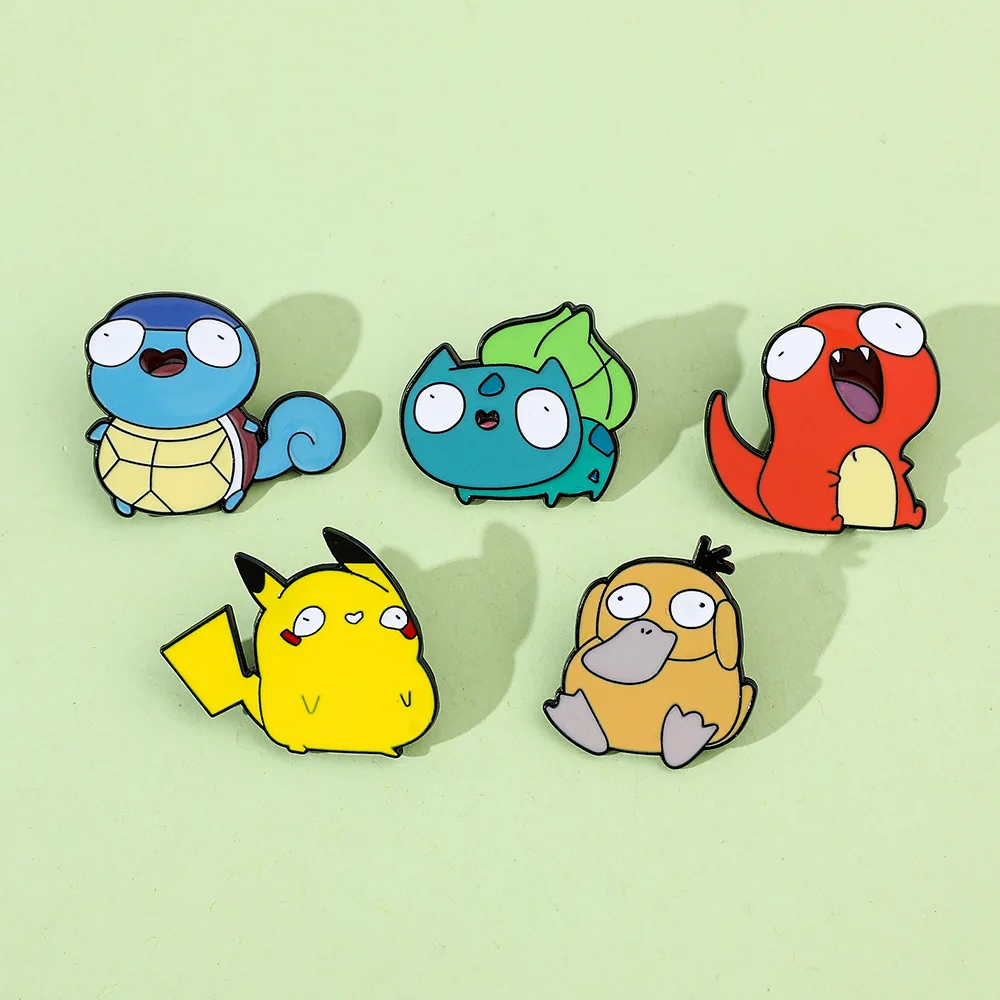 

Pokemon Cute Brooch Anime Action Figures Pikachu Charizard Mewtwo Cartoon Enamel Jewelry Bags Pins Children Birthday Gifts