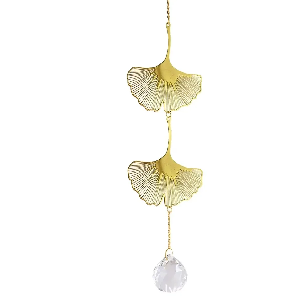New Hanging Decoration Sun Catcher Lotus & Ginkgo Leaf Window Art Crystal Suncatcher Gift Crystal Prism Garden 3