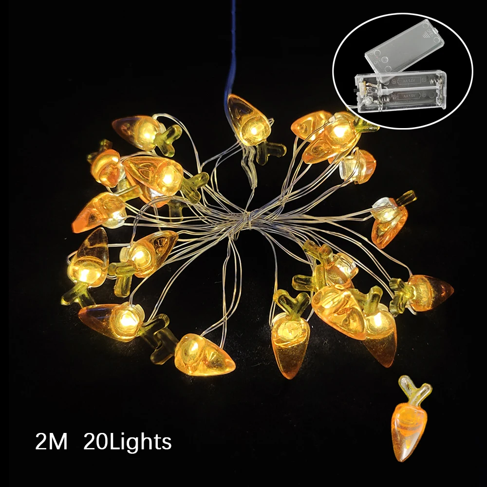 2M 20Leds Easter Fairy Light String Easter Eggs Rabbit Carrot Led Lights for Home Garland Diy Light Happy Easter Decoration 2026