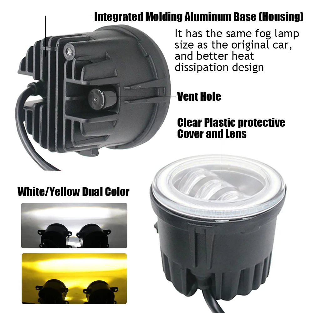 Pair Car DRL Led Fog Lights for Nissan Murano Z51 2010 2011 2012 2013 2014 Front Bumper Daytime Running Lights Angel Eyes 12V detail image 4