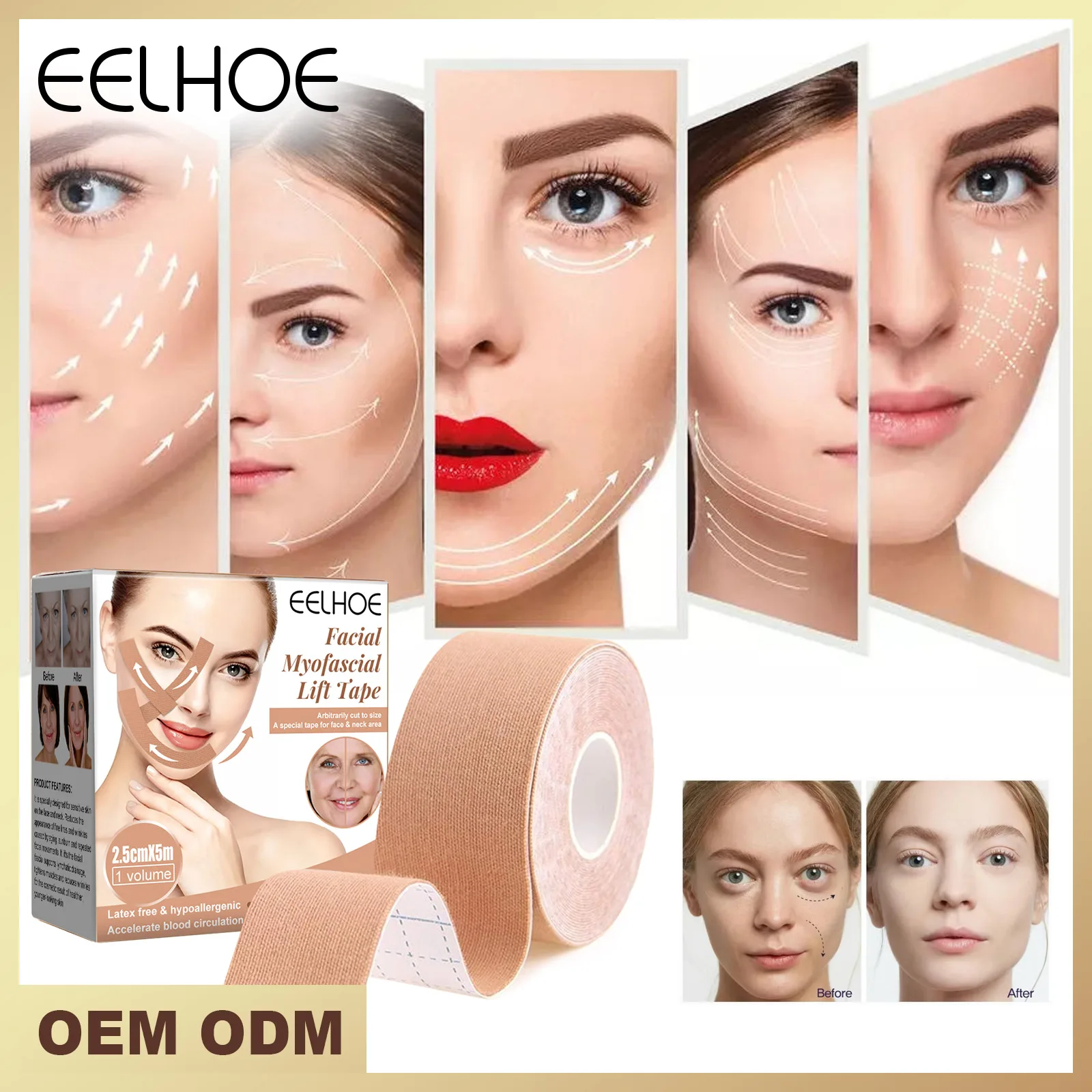 1 Volume Face Lift Tape Line Rughe Cedimento V-Shape Line Neck Eyes Face Lift Tape Facail Lift Tools Fast Chin Sticker 괄